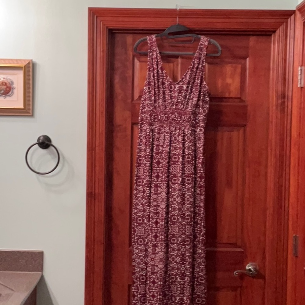 Red Patterned Sleeveless Maxi Dress